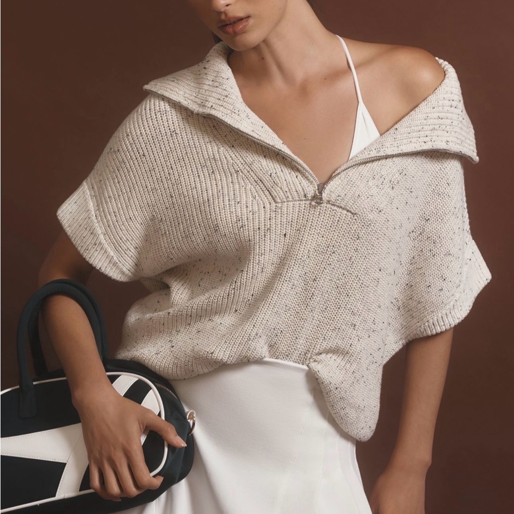 Varley Reagan Half-Zip Short-Sleeve Sweater